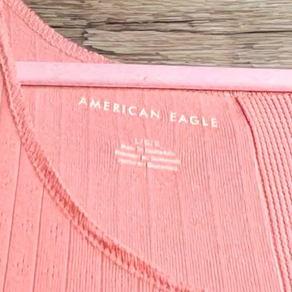 American Eagle Outfitters Pink Coral Ribbed Cropped Tank Top - Picture 4 of 7
